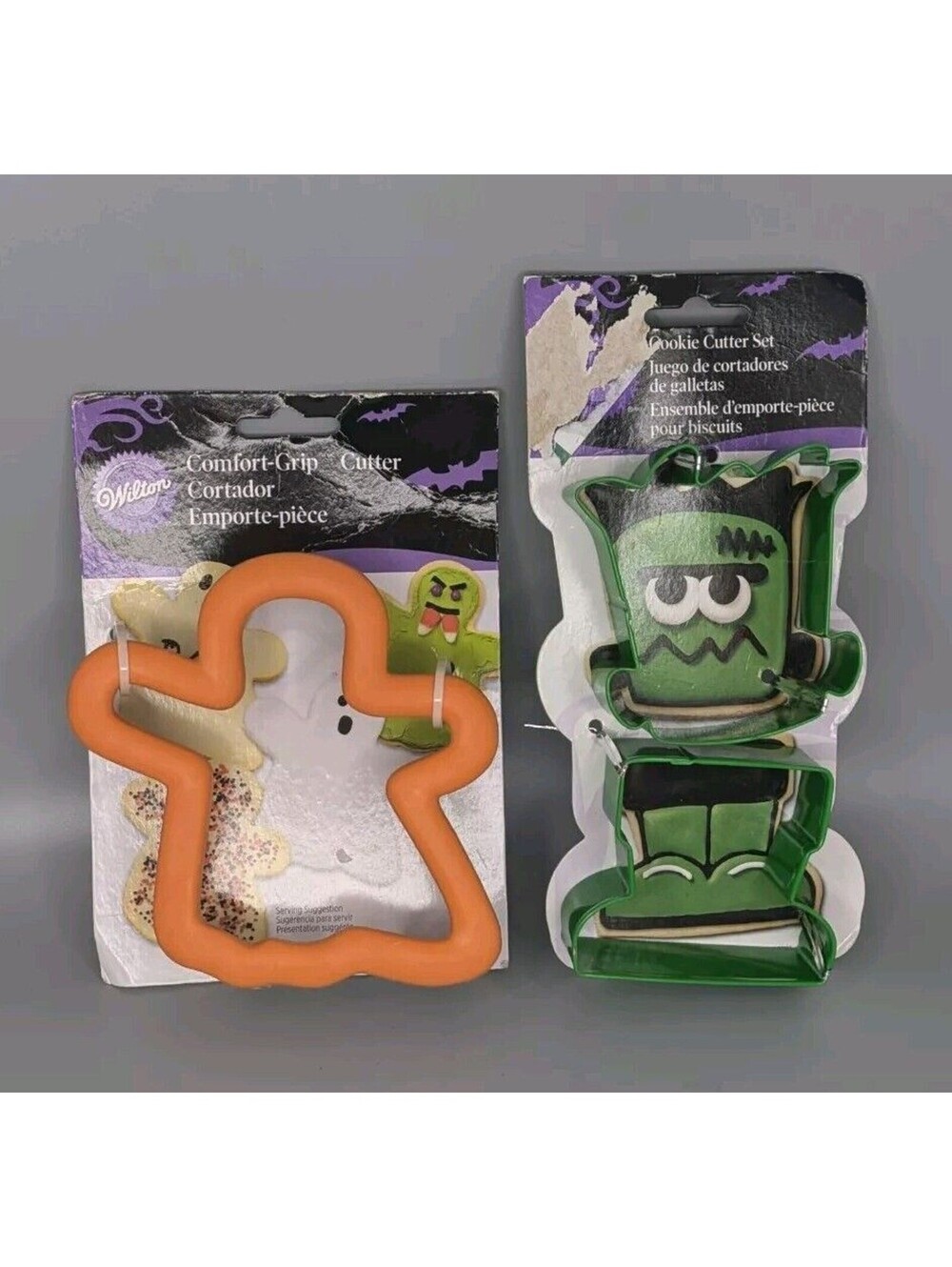 Wilton Set Of Two Halloween Cookie Cutters Ghost Frankenstein 5" Metal New
